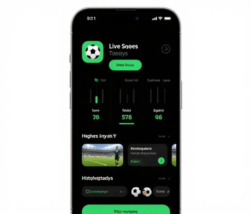 足球賽程與比分行動裝置介面示意