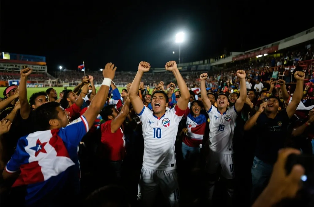 中美洲球队在主场庆祝晋级世界杯的热烈场景